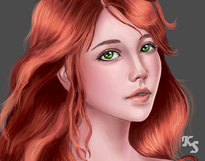 Digital portrait. Red hair