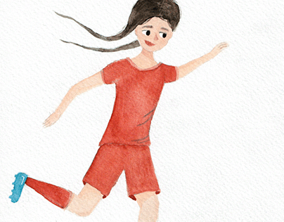 Girl Kicking Football Illustration
