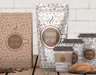 Brew N' Go Logo & Packaging Design Mockup