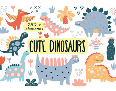 Cute dinosaurus digital art illustratoon