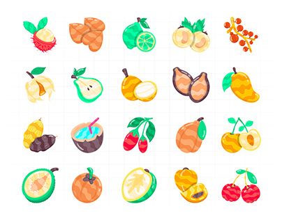 Flat Fruit Stickers