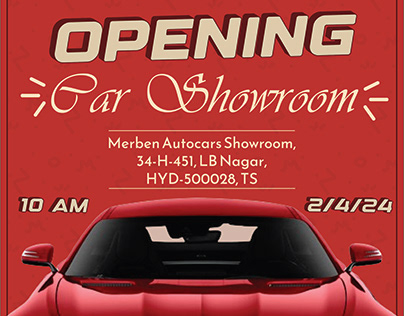 Car Showroom Inauguration Invitation Card/Poster
