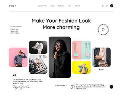 Website spotlight page for fashion stylish company