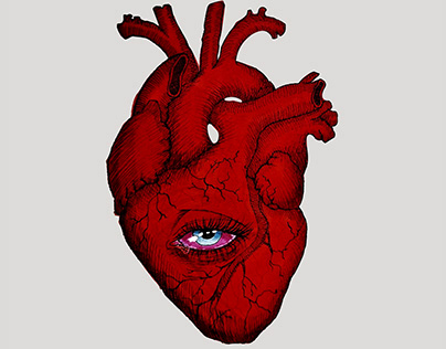 Anatomical heart with an eye