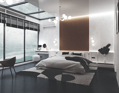 Visualizations of a minimalist and modern interior.
