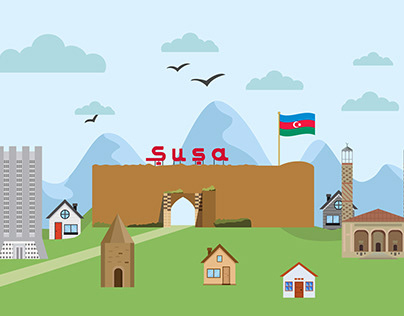 Entrance logo of the city of Shusha graphic