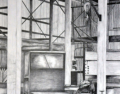 praca z cyklu: Zakład przemysłowy, 100 x 70 cm, ołówek