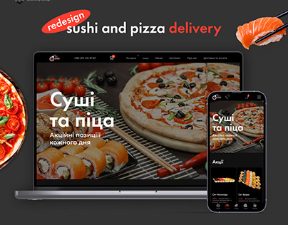 Delivery sushi and pizza