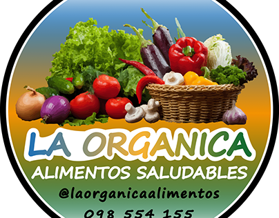 La Orgánica Alimentos Saludables, logo y afiche.