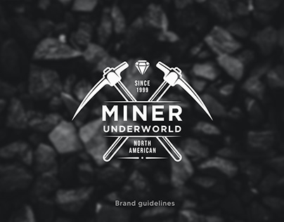 vintage miner mining or construction logo presentation