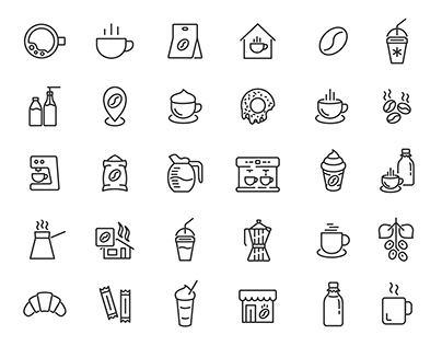 Set of linear coffee house icons