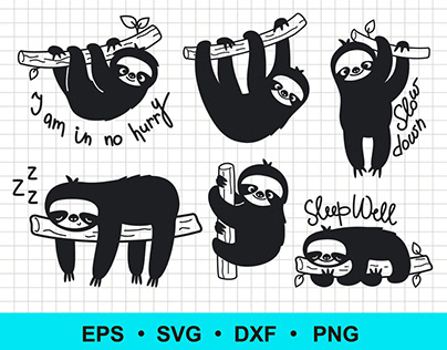 Sloth svg, sleeping sloth svg, Cute animal svg Vector