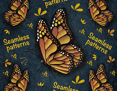 Seamless patterns with butterflies