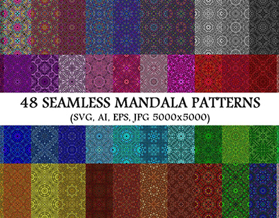 48 Seamless Colorful Floral Mandala Patterns