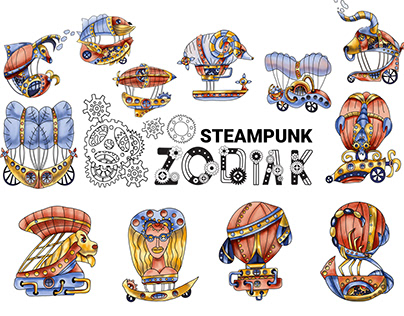 Zodiac signs in steampunk style