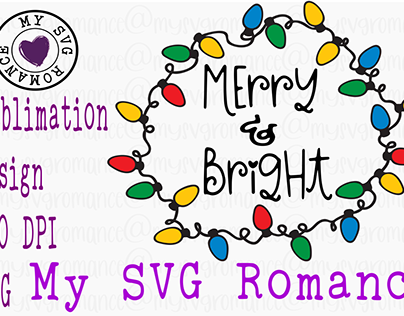 Merry & Bright 300 DPI PNG for sublimation