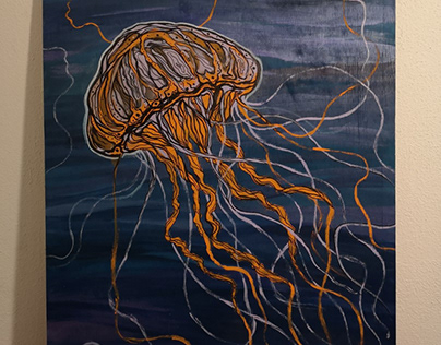 "Jellyfish #1 "- 2019 acrilic / wood / marker (sold)
