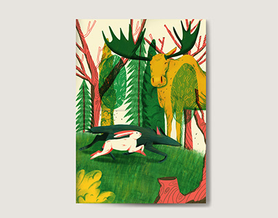 Poster with forest creatures