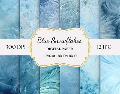 Blue Snowflakes Digital Paper Pack