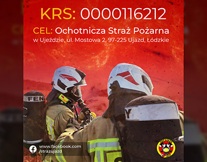 Plakat promujący Ochotniczą Straż Pożarną 1,5 %