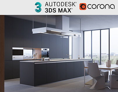 Corona - 3ds Max - Minimalist Kitchen Interior