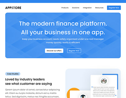 Appstore Finance Platform Landing Page | Website Design