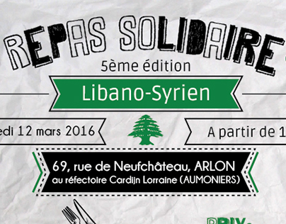Affiche pour un repas de solidarité pour le Liban