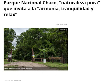 Nota sobre el Parque Nacional Chaco