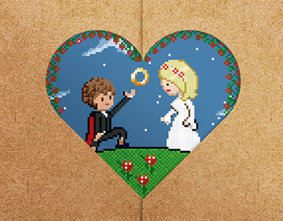 Convite de casamento - Pixel art