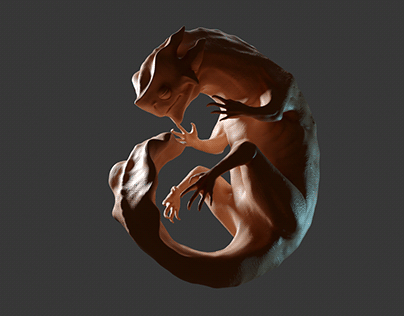 Reptile Monster Fetus - 3D Sculpt