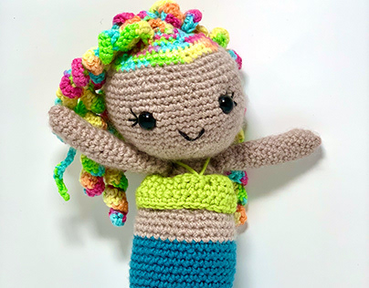 Amigurumi Crochet Lillian the Neon Rainbow Mermaid