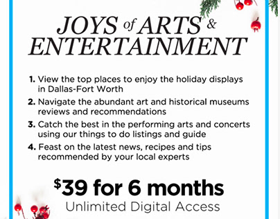 Joys of Arts & Entertainment Eblast