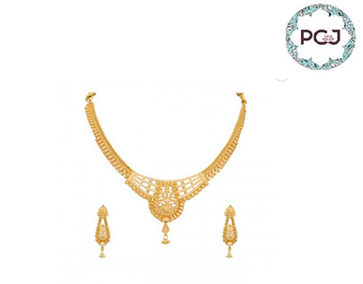 A Perfect Simple Hemma Gold Necklace By PC Jeweller