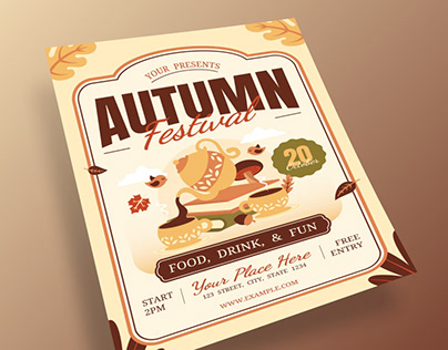 Autumn Festival Flyer AI & EPS Template
