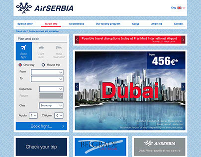 Air Serbia website mockup