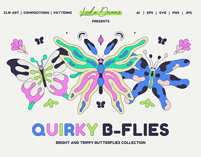 Quirky B-Flies. Clipart Collection