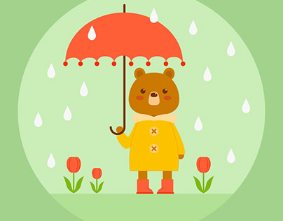 Raining day and bear
