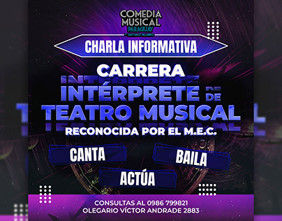 Flyer Design - Charla Carrera Teatro Musical