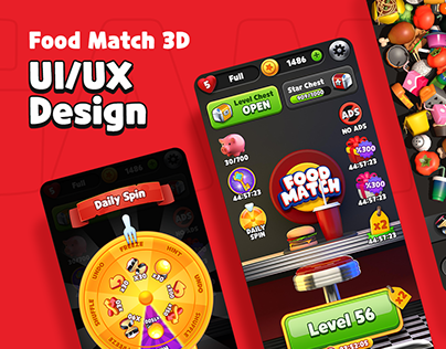 Food Match 3D Game UI/UX Design