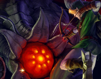 Link vs Ocarina of Time bosses-Fan Art