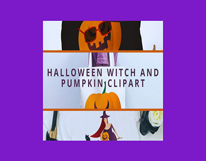 Halloween Witch and Pumpkin Clipart