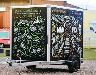 The Mad fly trailer hand lettering