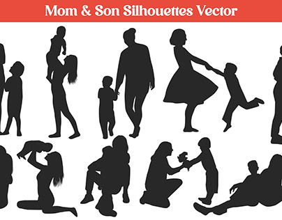 Mom And son or Son and mom silhouettes vector