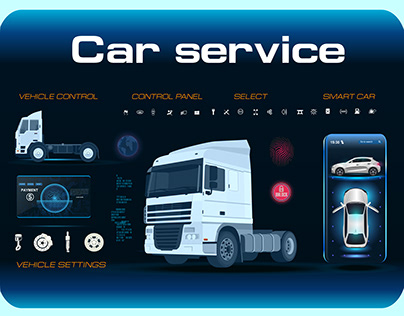 Truck. Smart car service. Autonomous car interface