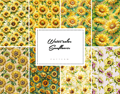 14 Watercolor Sunflower Pattern