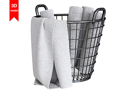 RH Schoolhouse wire basket with towels