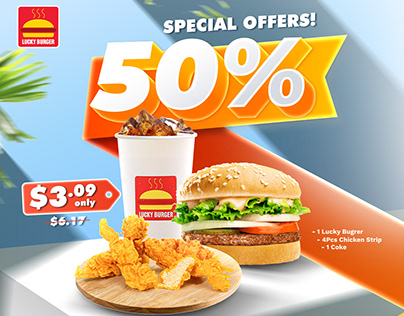 E-Gets X Lucky Burger Promotion 50% OFF POSTER