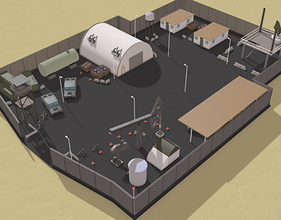 Military Fuel Base Low Poly Cinema4D