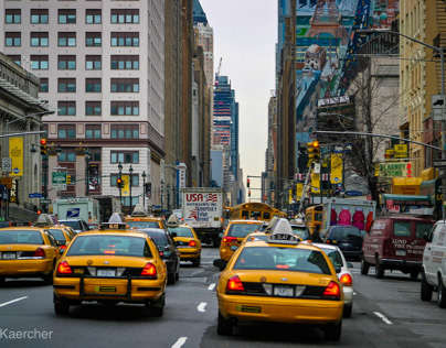 Yellow cabs, 5th Ave, NYC