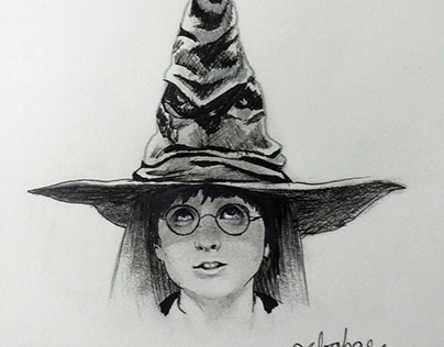 Harry Potter Sorting Hat A5 sketchbook drawing
